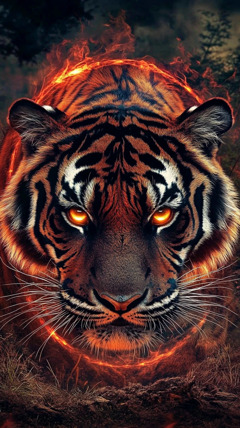 Retrato en primer plano de un tigre de Bengala con ojos brillantes
