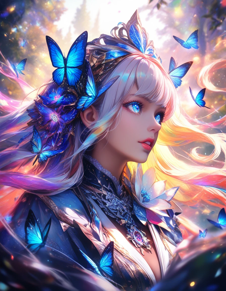 光り輝く魔法の冬の森のファンタジードール少女