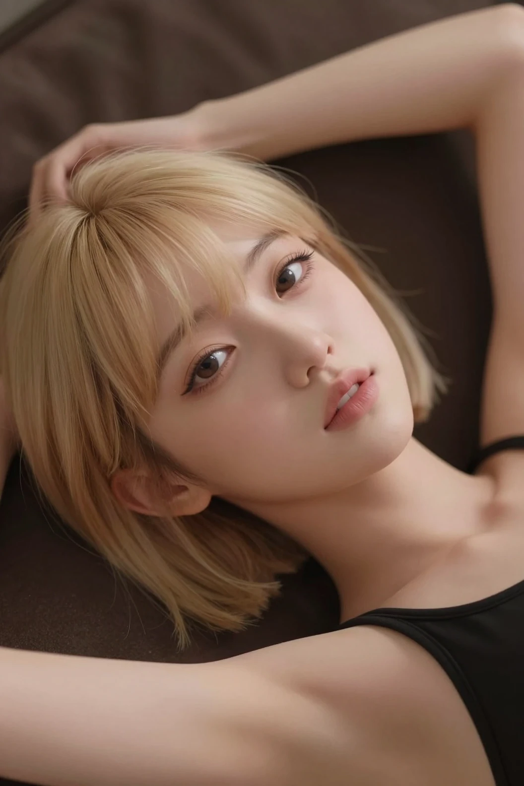 Jolie fille blonde se relaxant sur un portrait 3D en gros plan