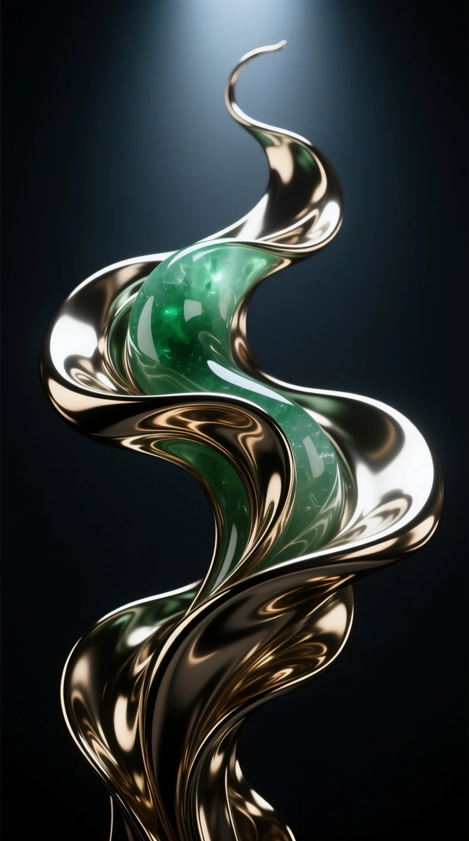 Liquid metal shapes glowing softly against a dark background