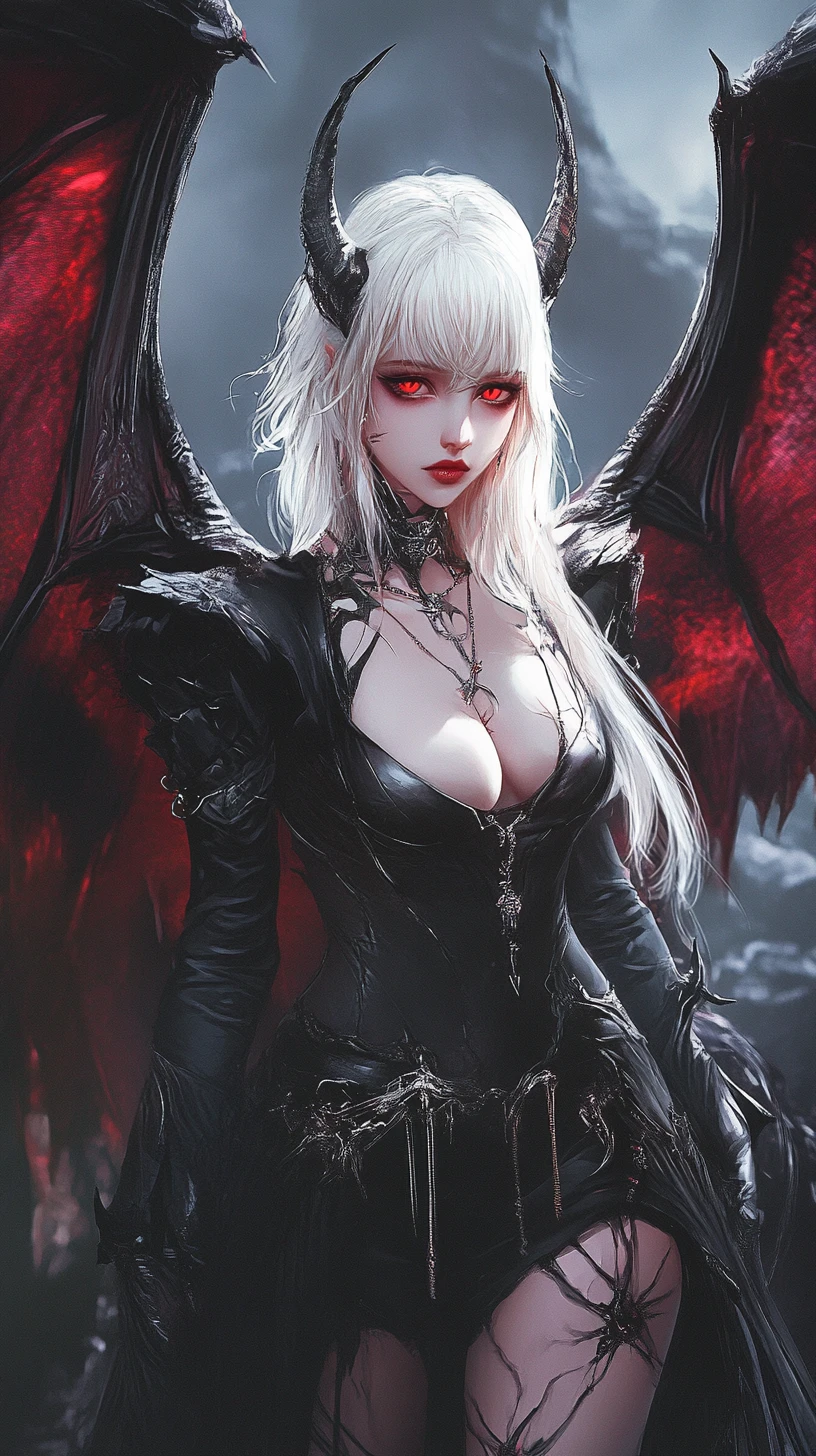 Gothic fairy woman with neon green wings in dark realm