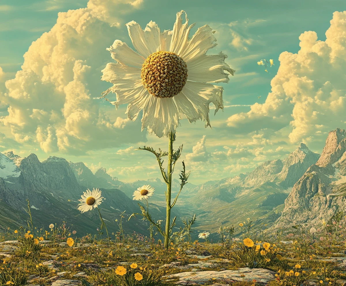 Surreale Illusion einer Blume in einer Multi-Image-Collage