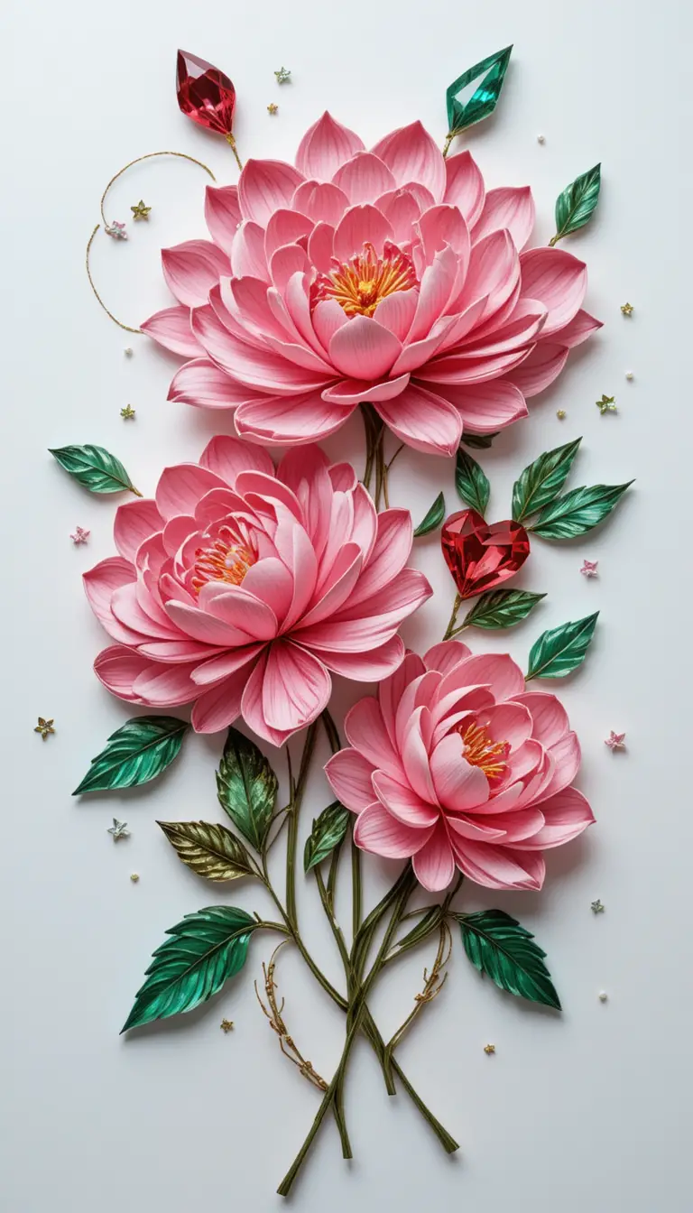 白色背景上的水晶紙捲牡丹花