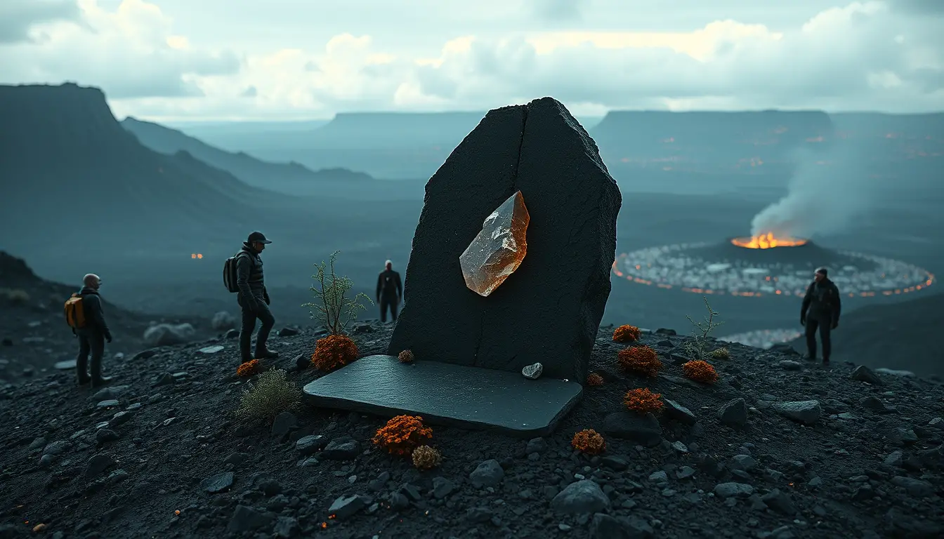 Monumento funerario en una remota meseta de lava alienígena