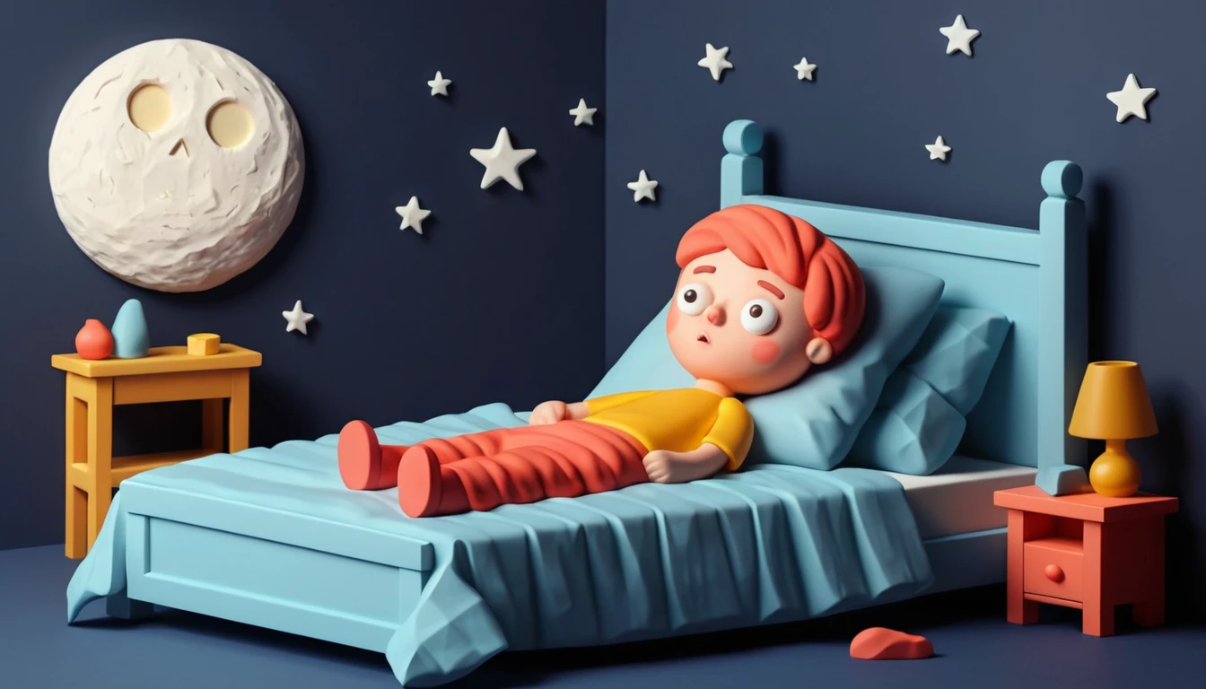 Illustrazione infantile della paura di essere soli a letto di notte