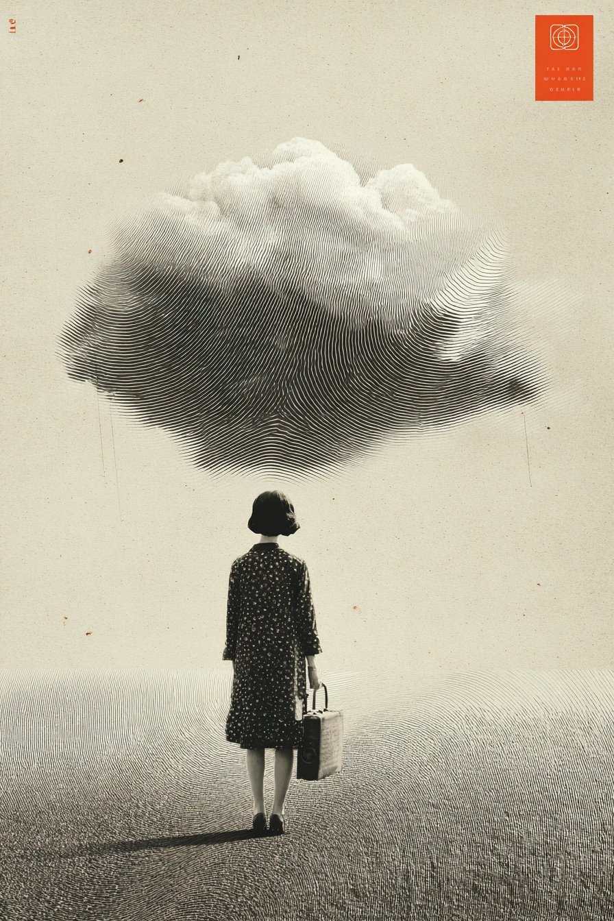 Colagem vintage surreal com composição abstrata minimalista