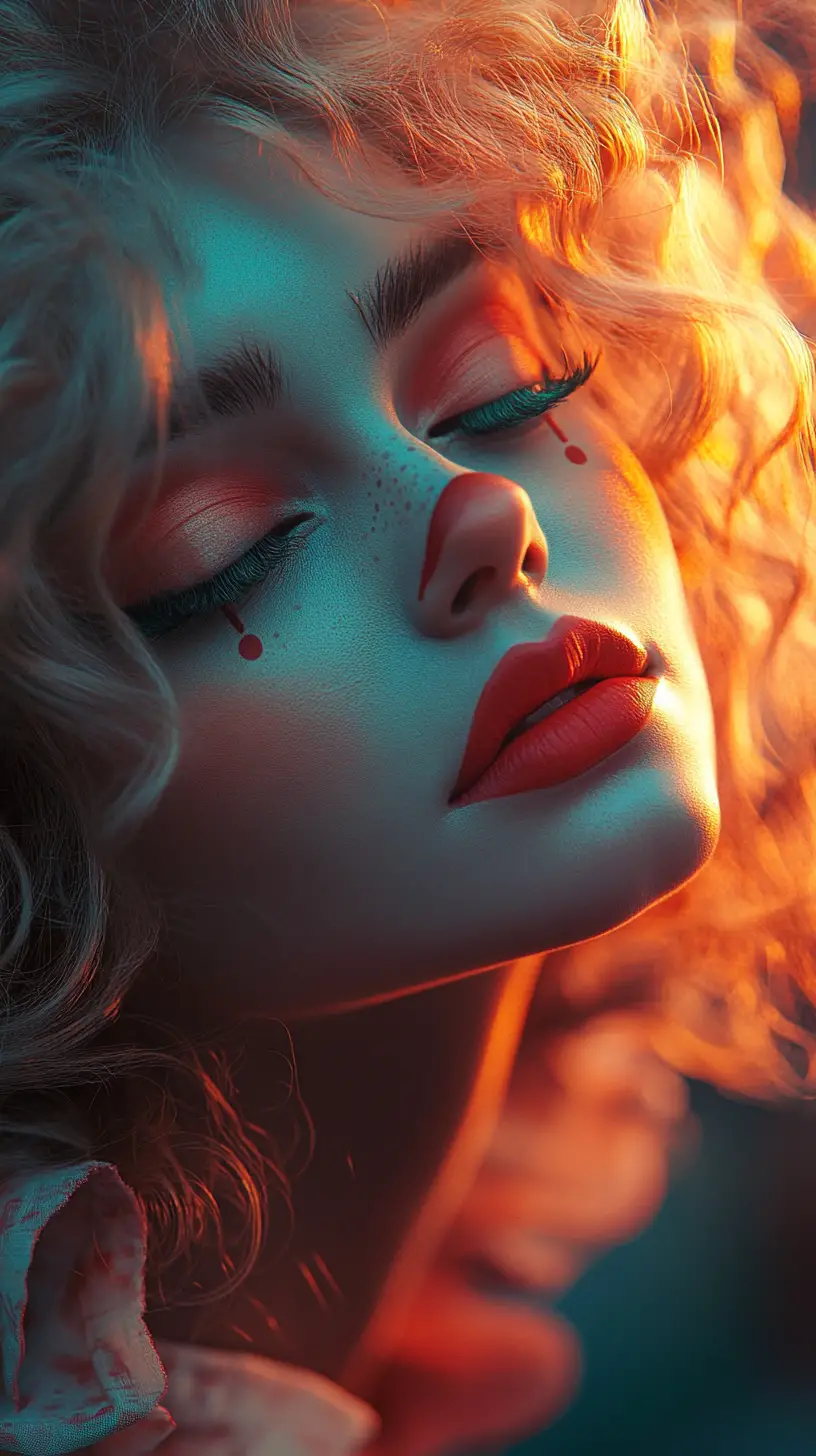 暖陽夕照下的夢幻女小丑肖像