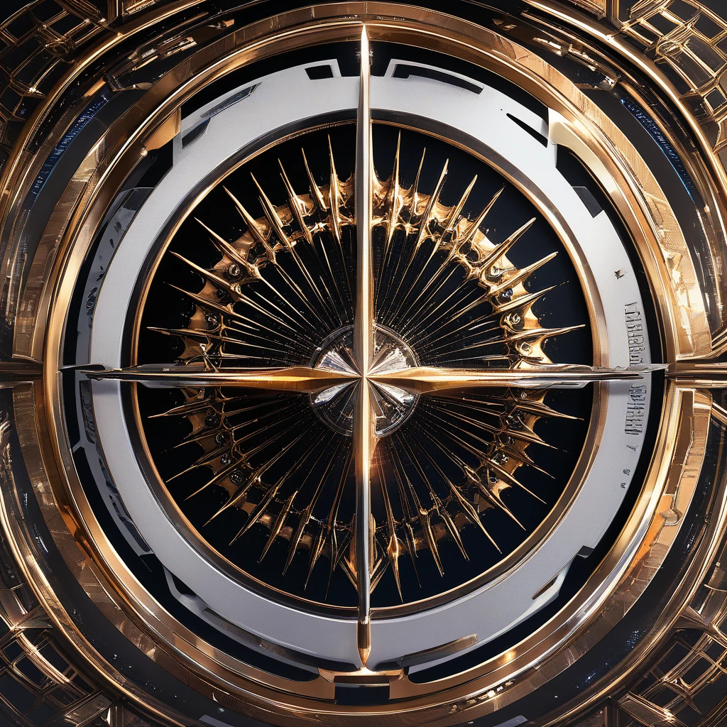Futuristisches metallisches Monogramm-Logo auf dunklem Obsidian-Hintergrund