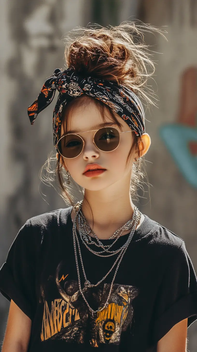 Ragazza punk rock con tutù nero davanti a un muro urbano grezzo