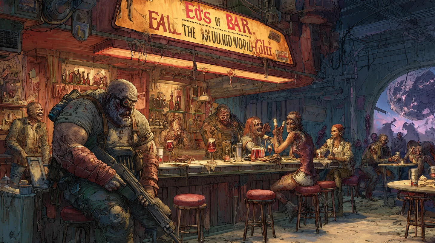 Postapokalyptische Bar voller Zombies und Mutanten