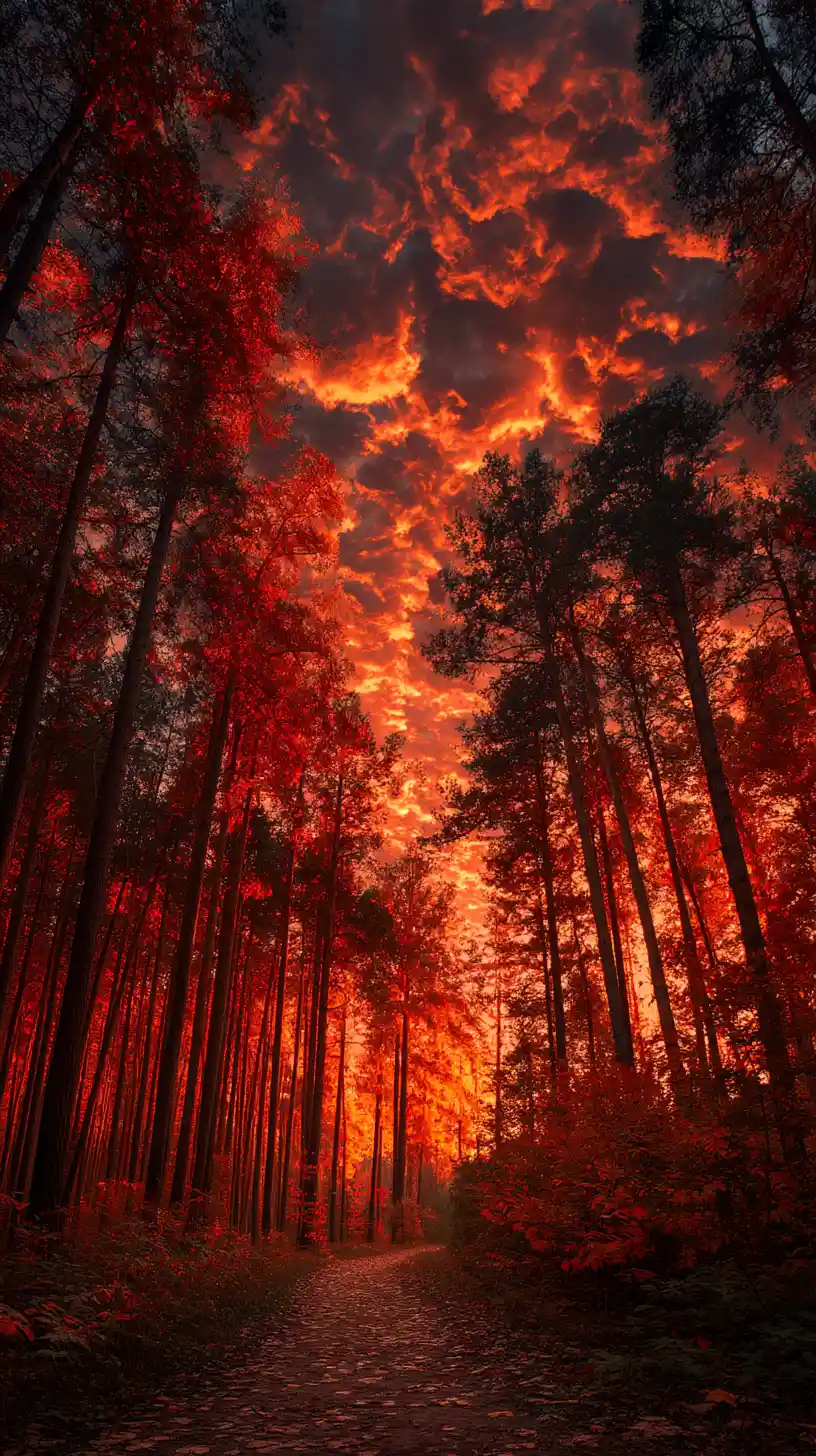 Lautloser Ninja schleicht durch herbstlichen Wald bei Sonnenuntergang