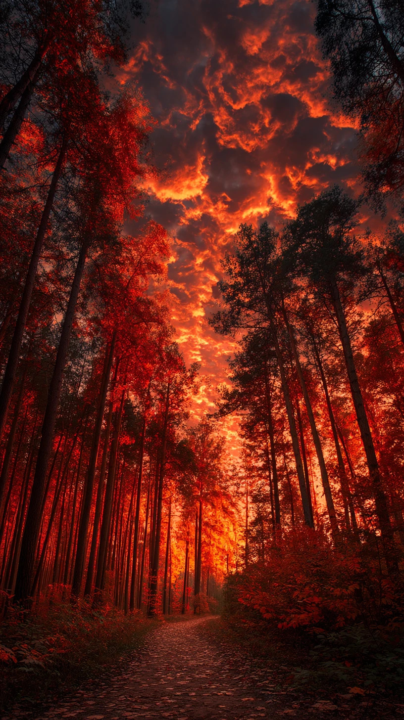 Ninja furtif rôdant dans une forêt d’automne au coucher du soleil