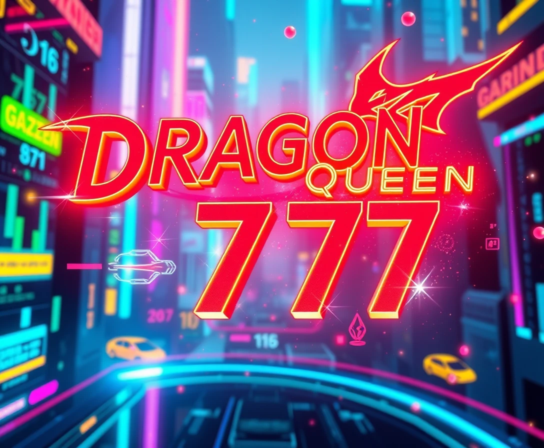 Banner de néon futurista para evento de celebração Dragon Queen