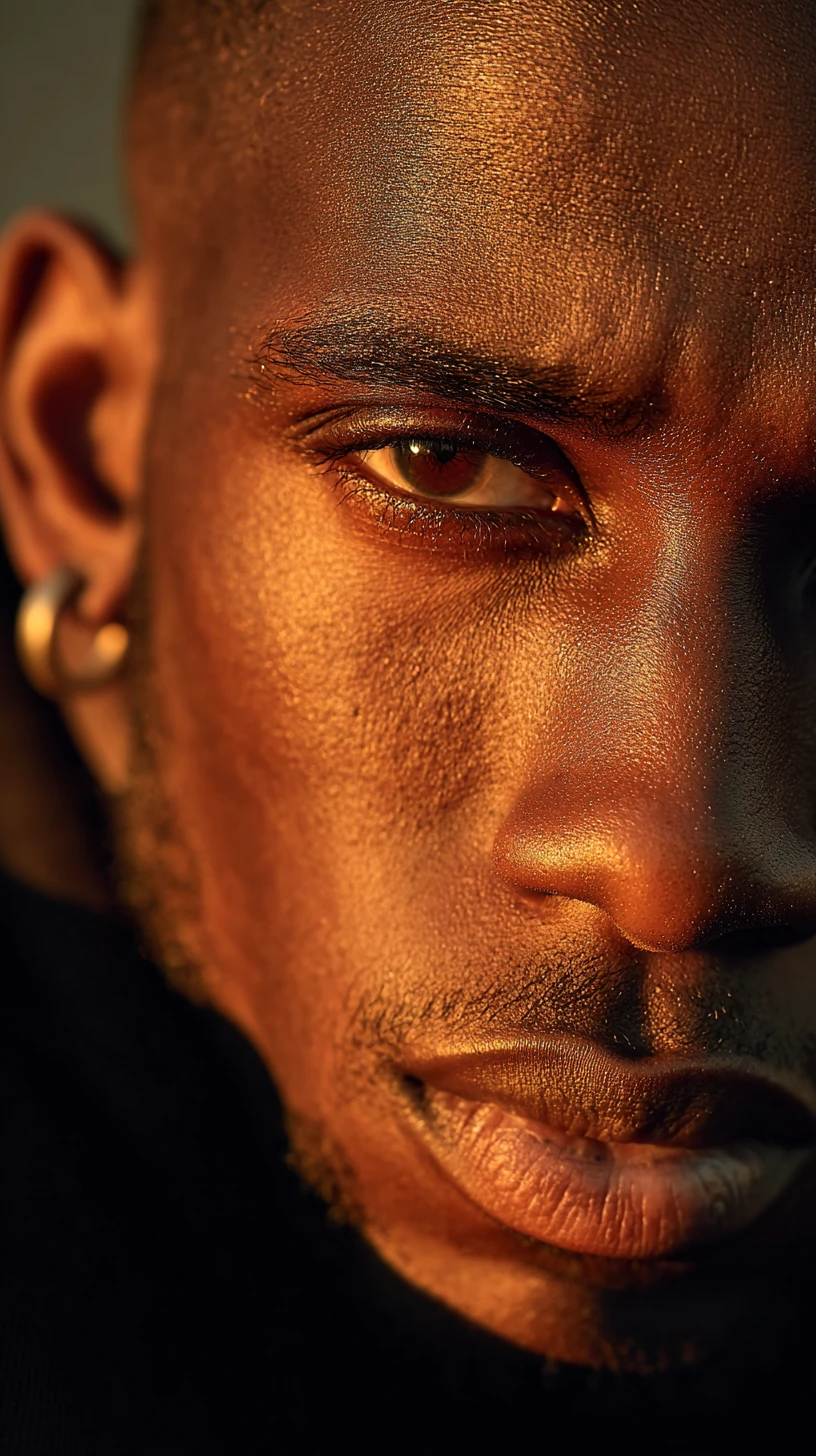 Retrato fechado e acolhedor de um homem na luz da golden hour