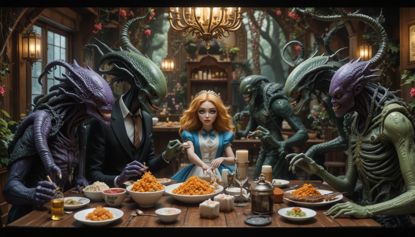 Monstros de argila fantasiosos como chefs em uma floresta florida