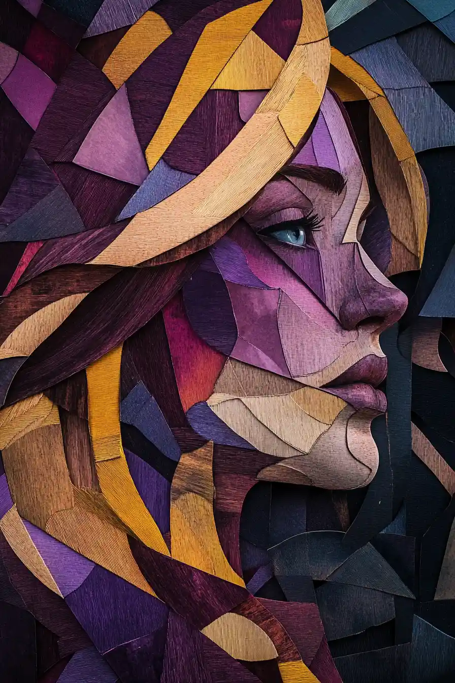 Portrait cubiste d’une femme mystique se dissipant en poussière