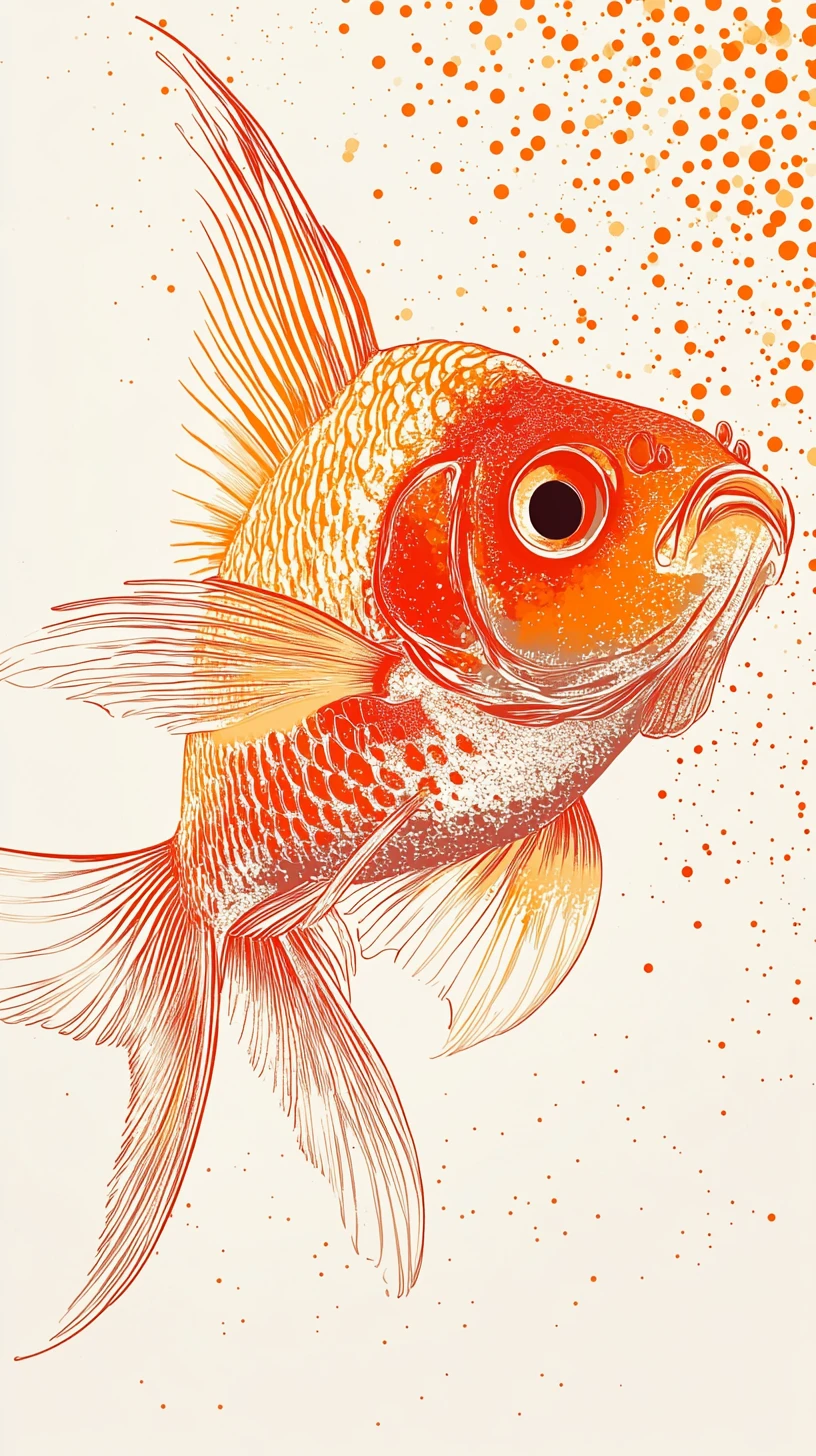 ガラスのような体とハーフトーン陰影のポップアート金魚
