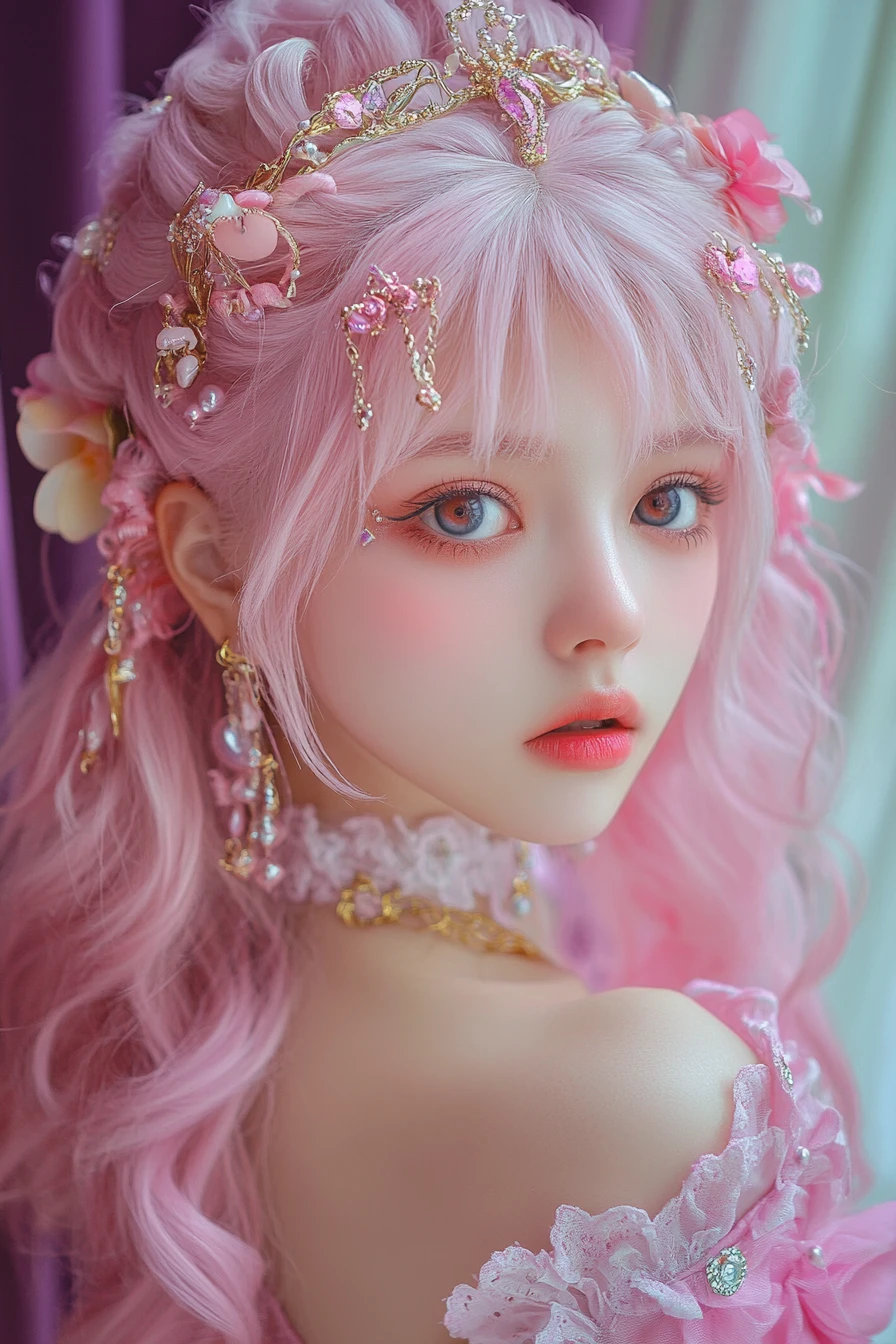 Verspielte Pastellfee in farbenfroher 2D‑Fantasykunst