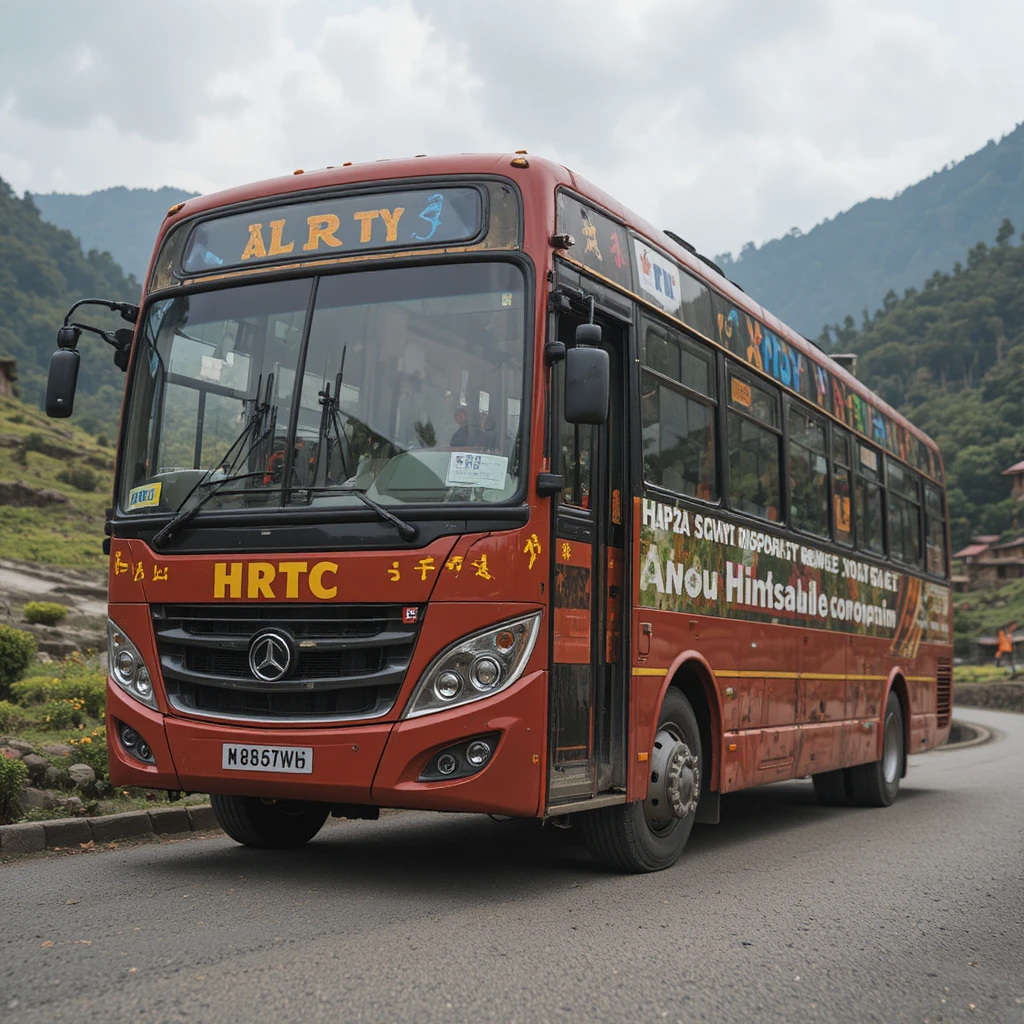 Ônibus verde antigo em estrada molhada nas montanhas do Himalaia