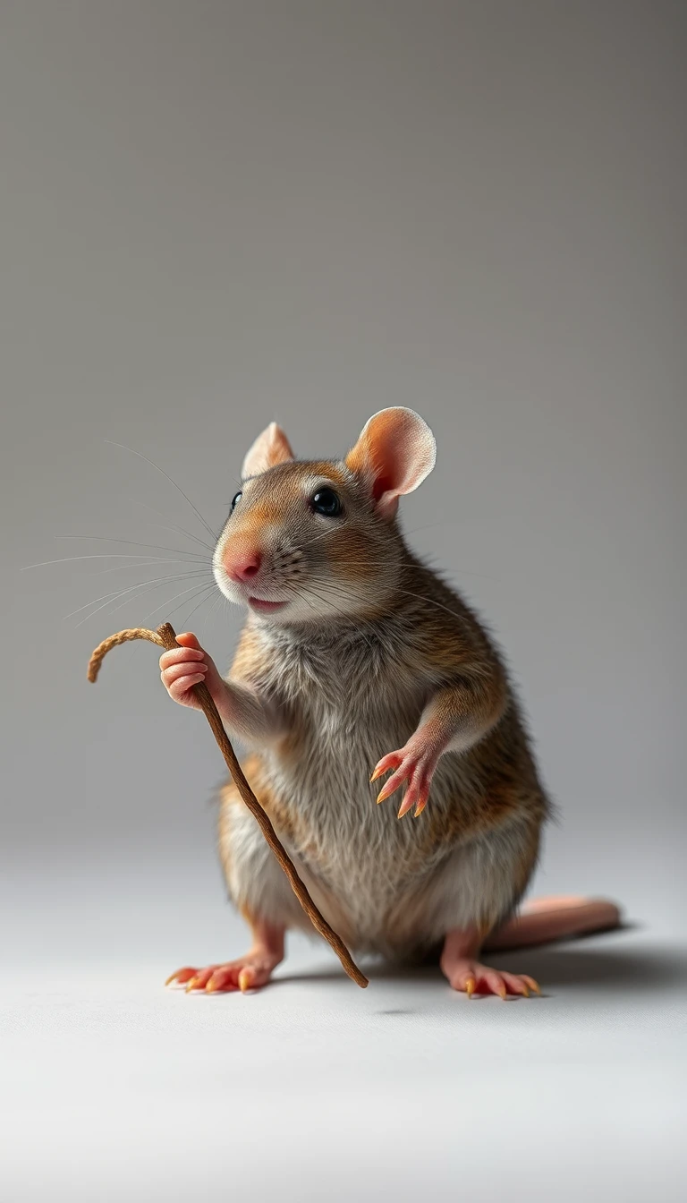 Rato vilão ganancioso posando em cena no estilo de livro de histórias