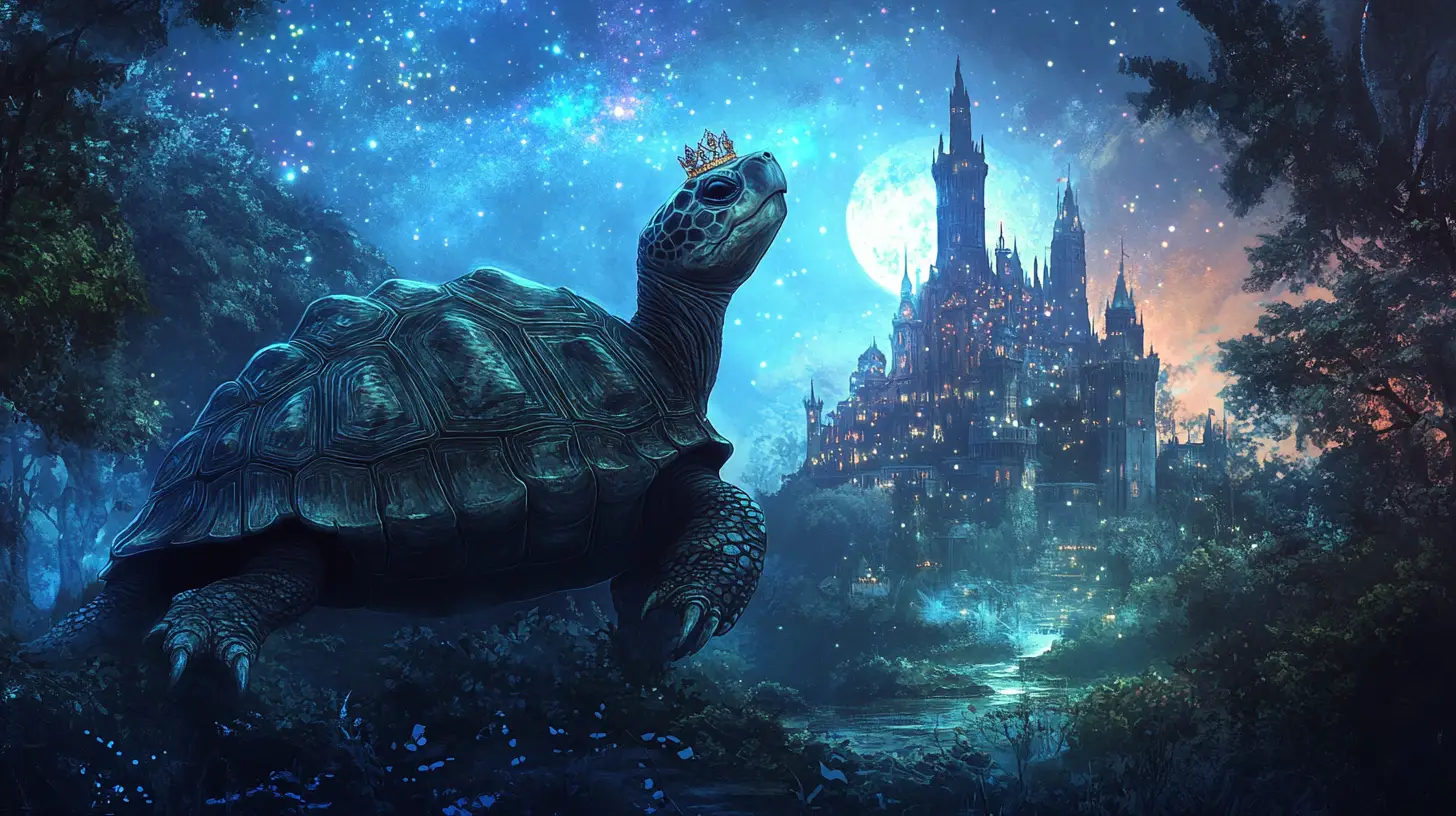 Majestätische Schildkrötenprinzessin in einer mystischen Waldlichtung