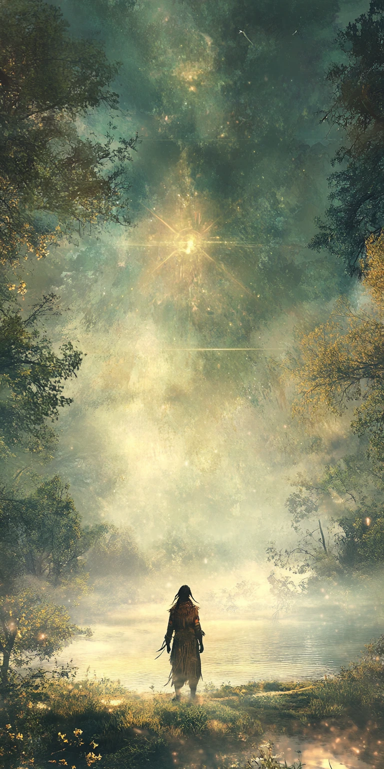 迷霧森林湖畔的神秘身影