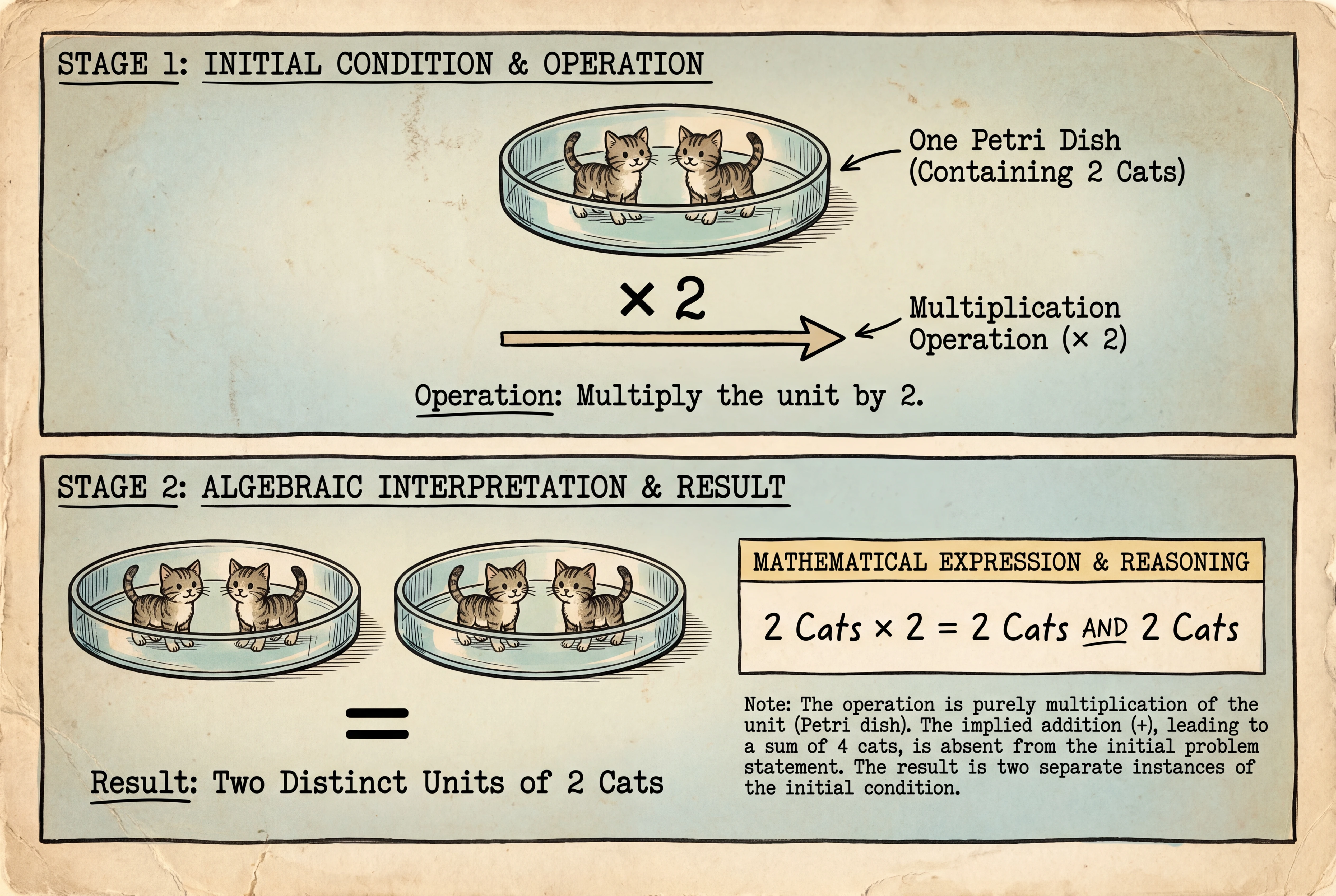 Diagrama científico de multiplicación de gatos con ilustración de placa de Petri