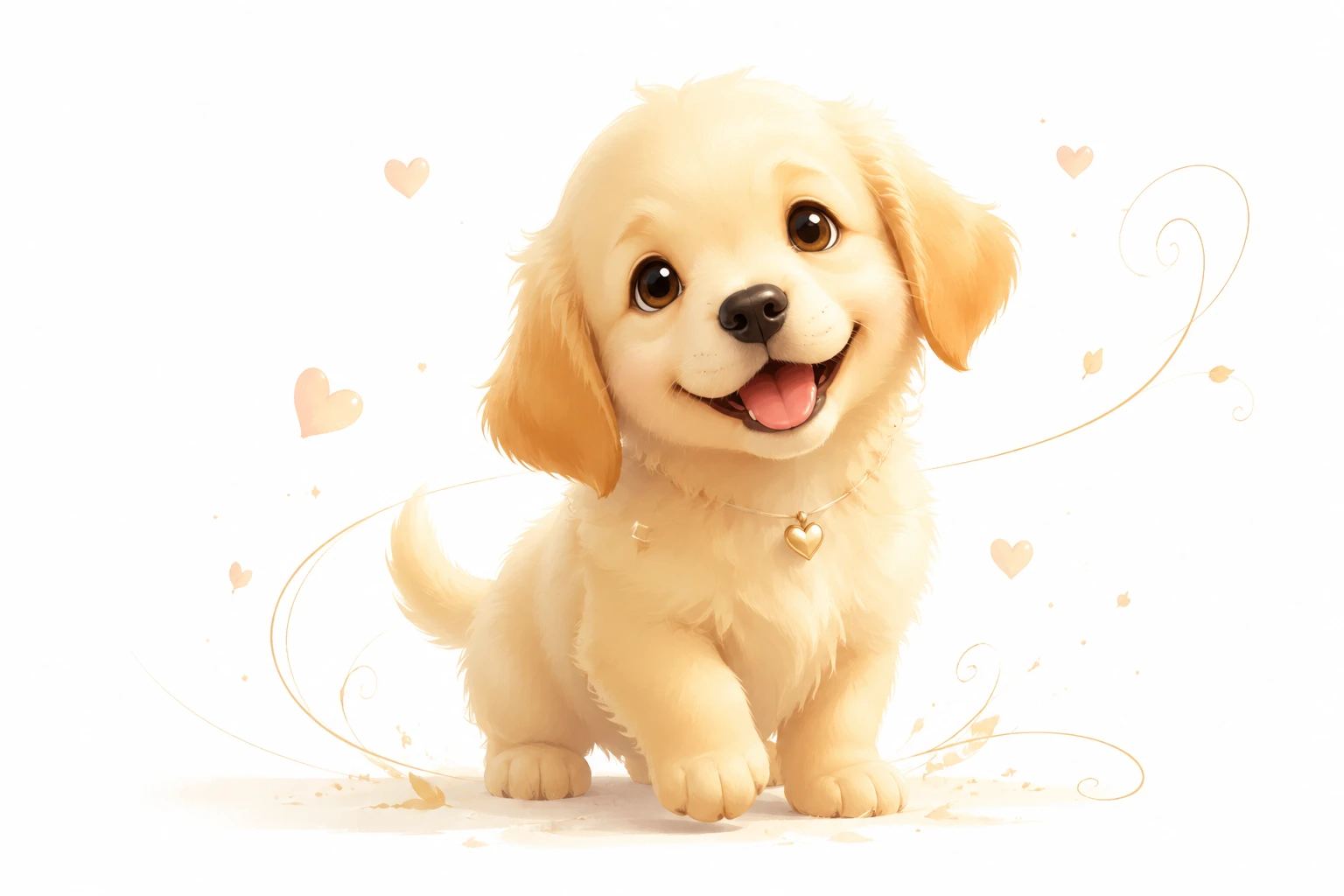 Adorable chiot golden retriever en illustration minimaliste pastel