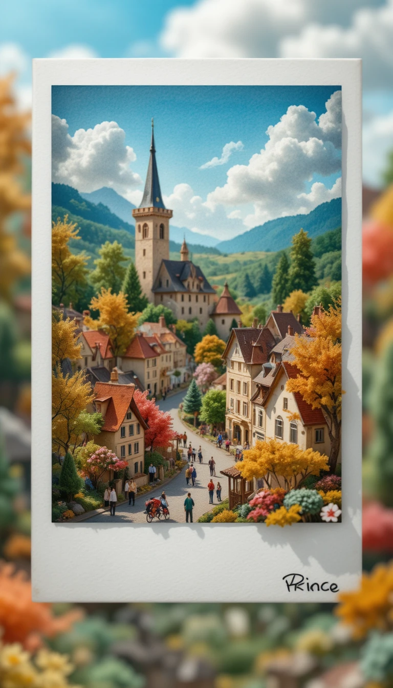 Paesaggio in Miniatura di Argilla di un Villaggio del Tour de France