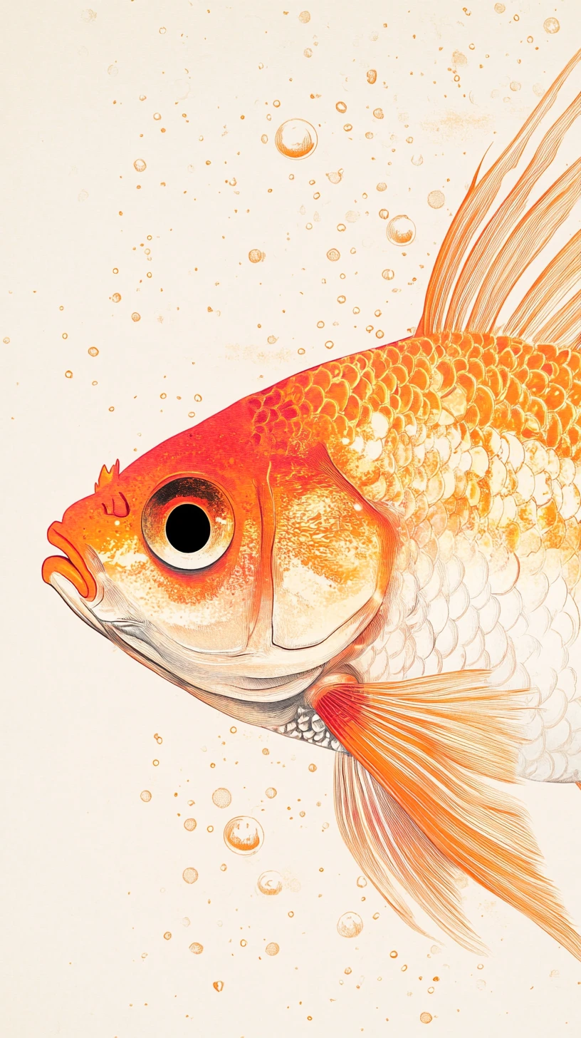 半色調陰影與發光效果的玻璃感波普藝術金魚