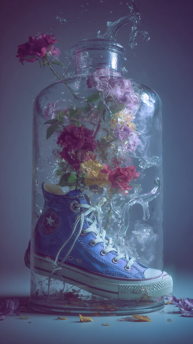 Stylische Sneaker, die wie ein Hovercraft in Bewegung schweben