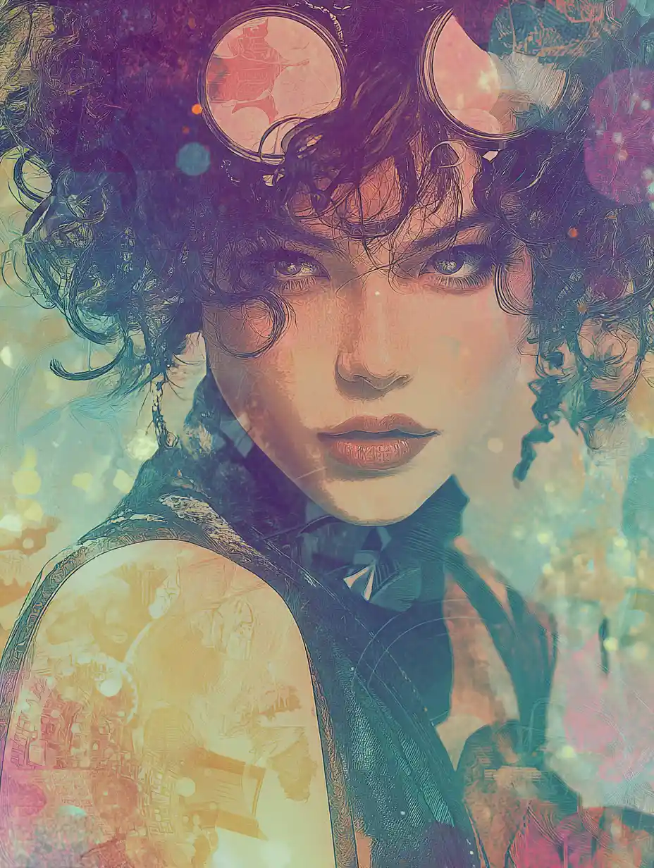 Futuristic fantasy woman in bold comic inspired art