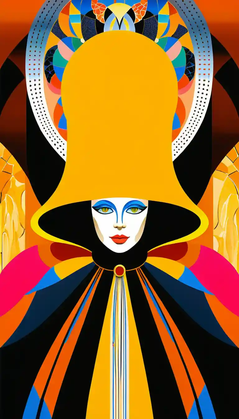 Retrato surreal de uma mulher com olhos vibrantes em cabelos esvoaçantes