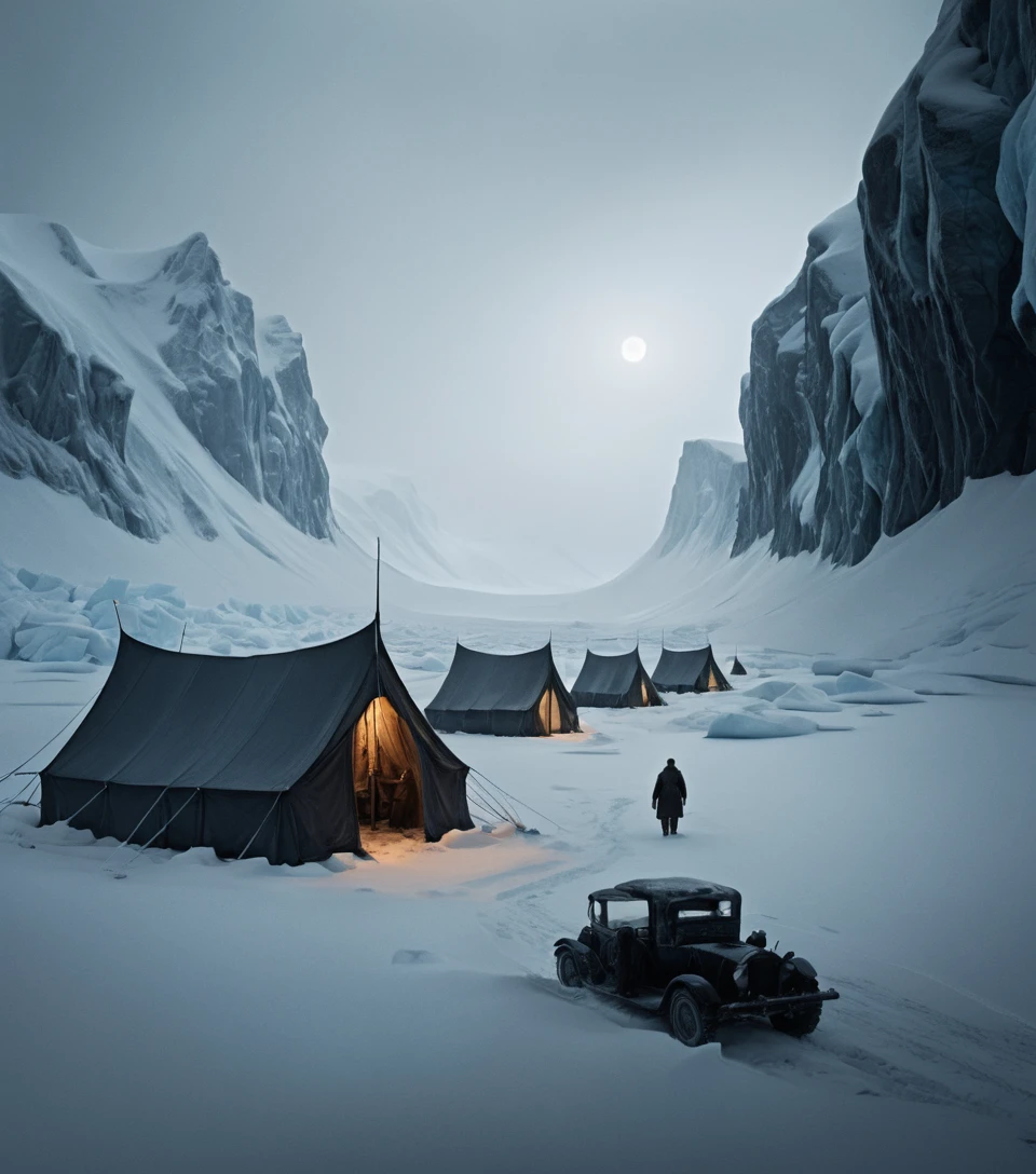 1920s arctic expedition camp trapped in polar darkness
