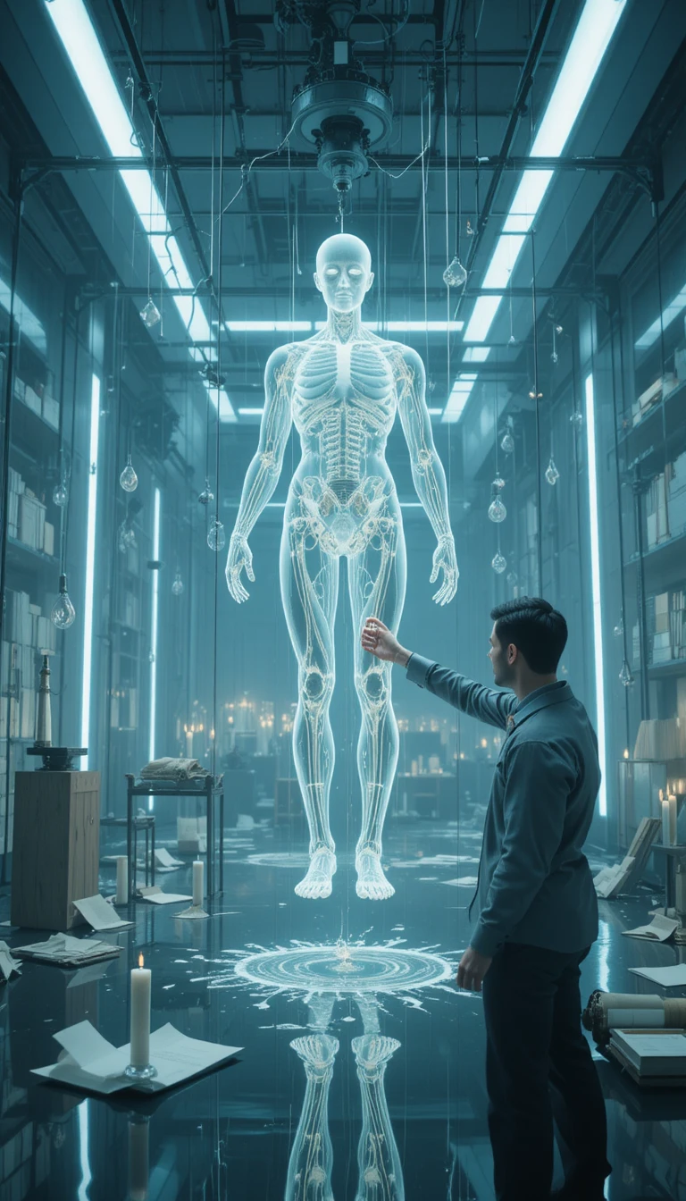 Scientist Tuning Gravity In Surreal Experimental Laboratory