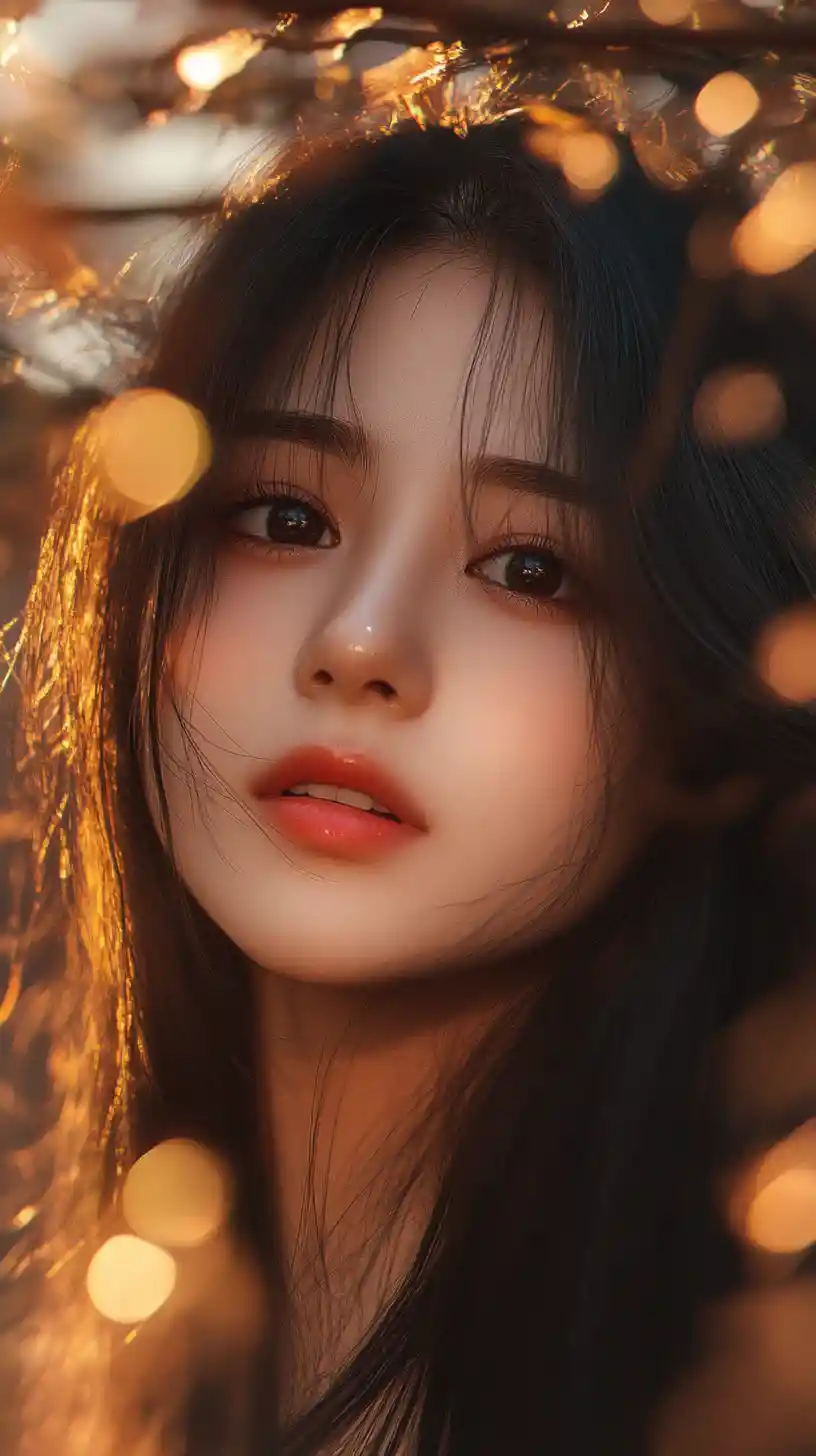 반짝이는 벚꽃 정원 속 꿈같은 애니메이션 소녀