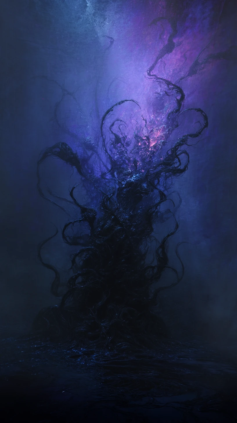 Oscuro orrore cosmico che emerge da un vuoto infinito