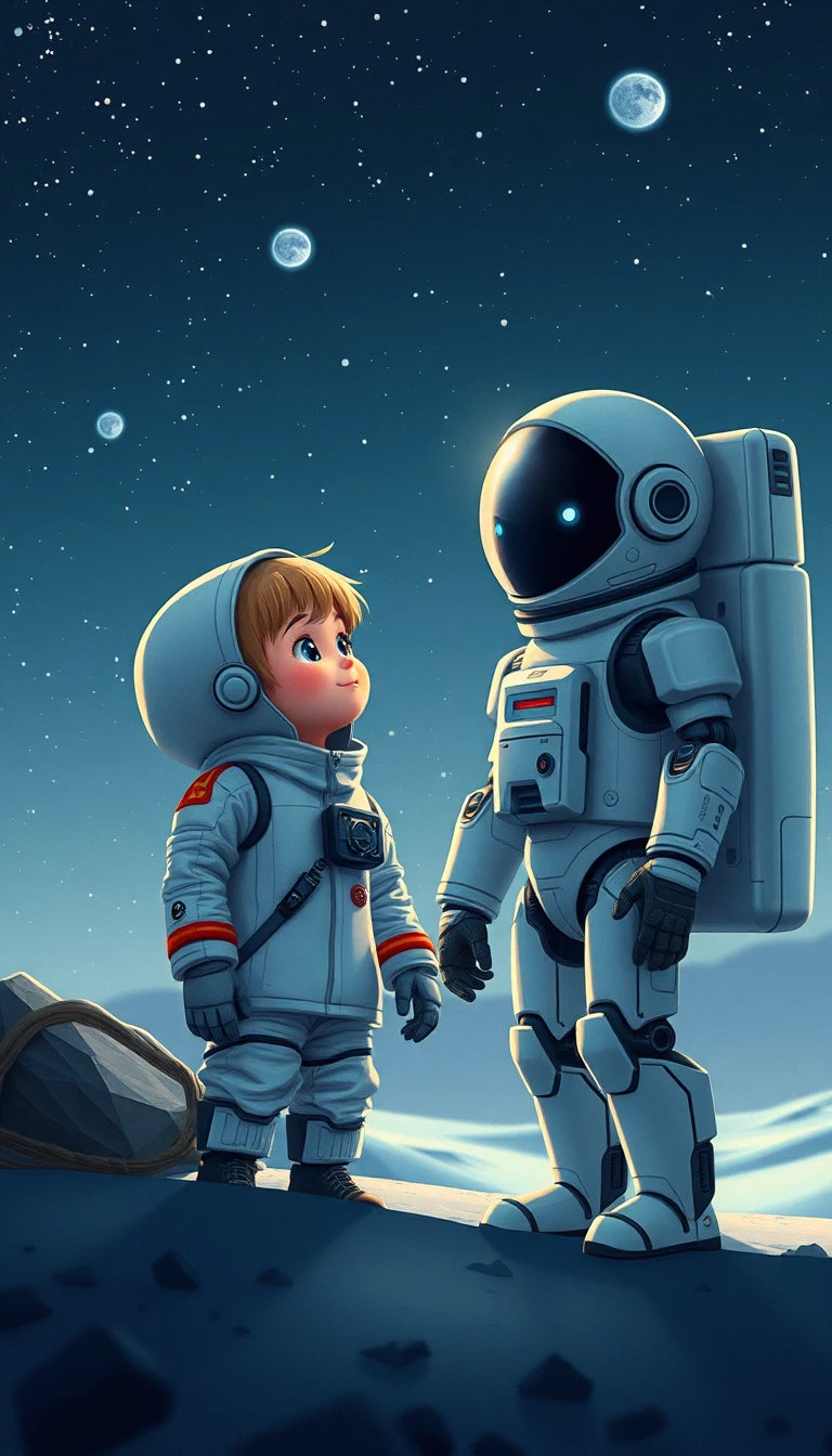 Junge Astronautin reist durch die tiefe Weite des Weltraums