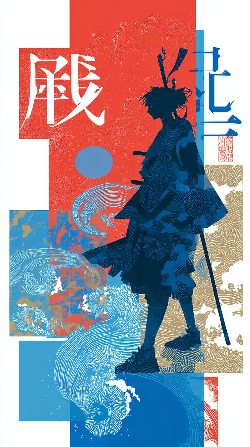 Heroic graphic character in bold low angle illustration