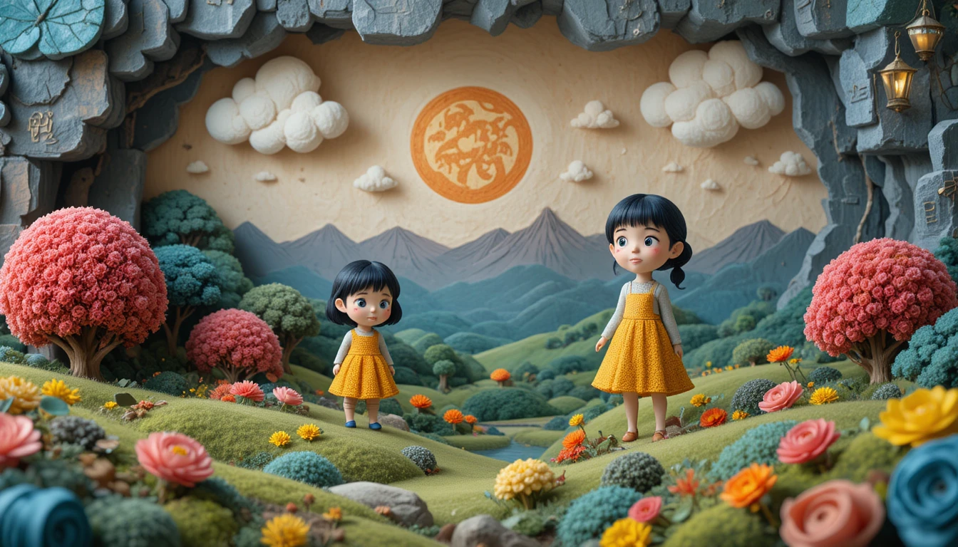 Niedliche 3D-Cartoon-Bauernhoftiere in einer Miniaturlandschaft