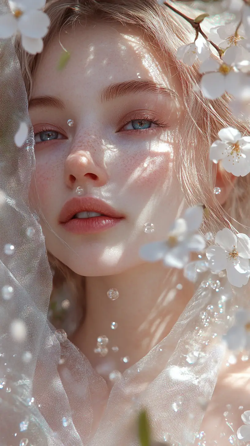 櫻花中的夢幻系動漫少女肖像