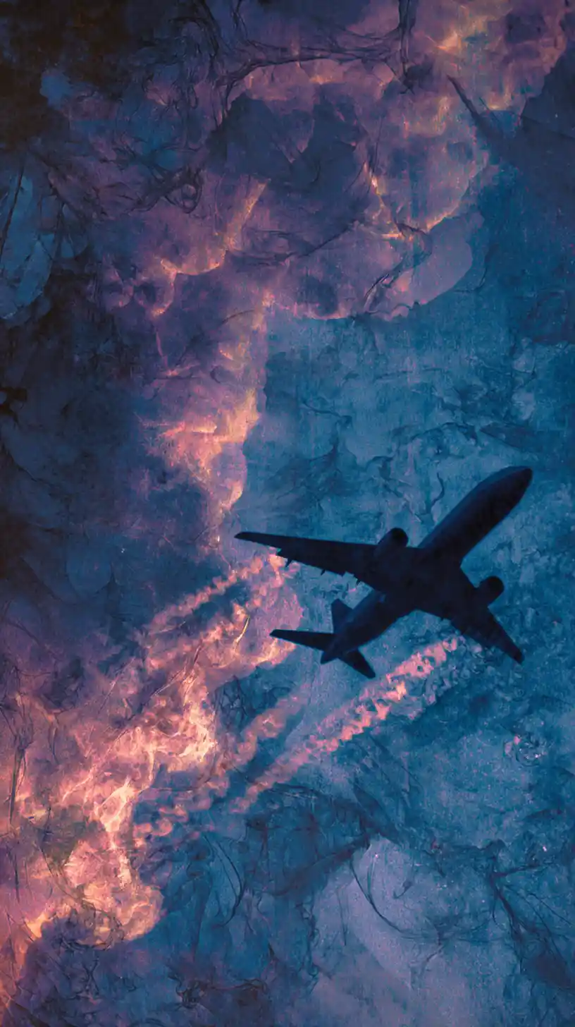 Person leaving on an airplane with uncertain return