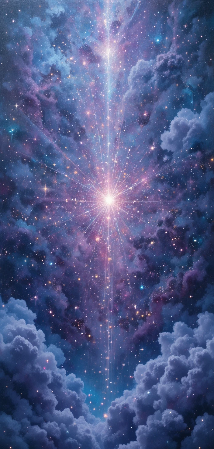Weites Sternenfeld auf einer surrealen mitternächtlichen kosmischen Leinwand