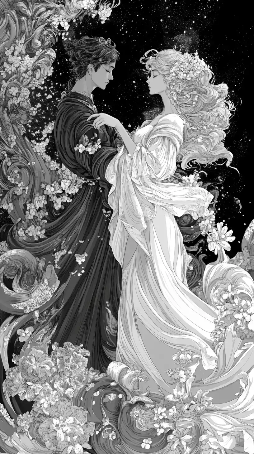 Surreal anime woman in abstract glowing melancholic portrait