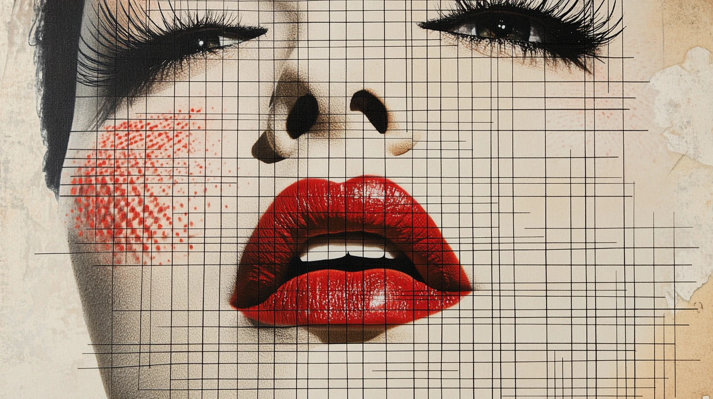 Ritratto surreale frammentato di una donna con volto a mosaico geometrico