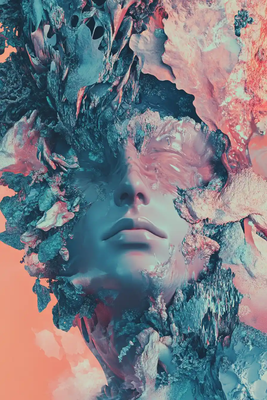 Surreal biomorphic abstraction with geometric harmonious forms