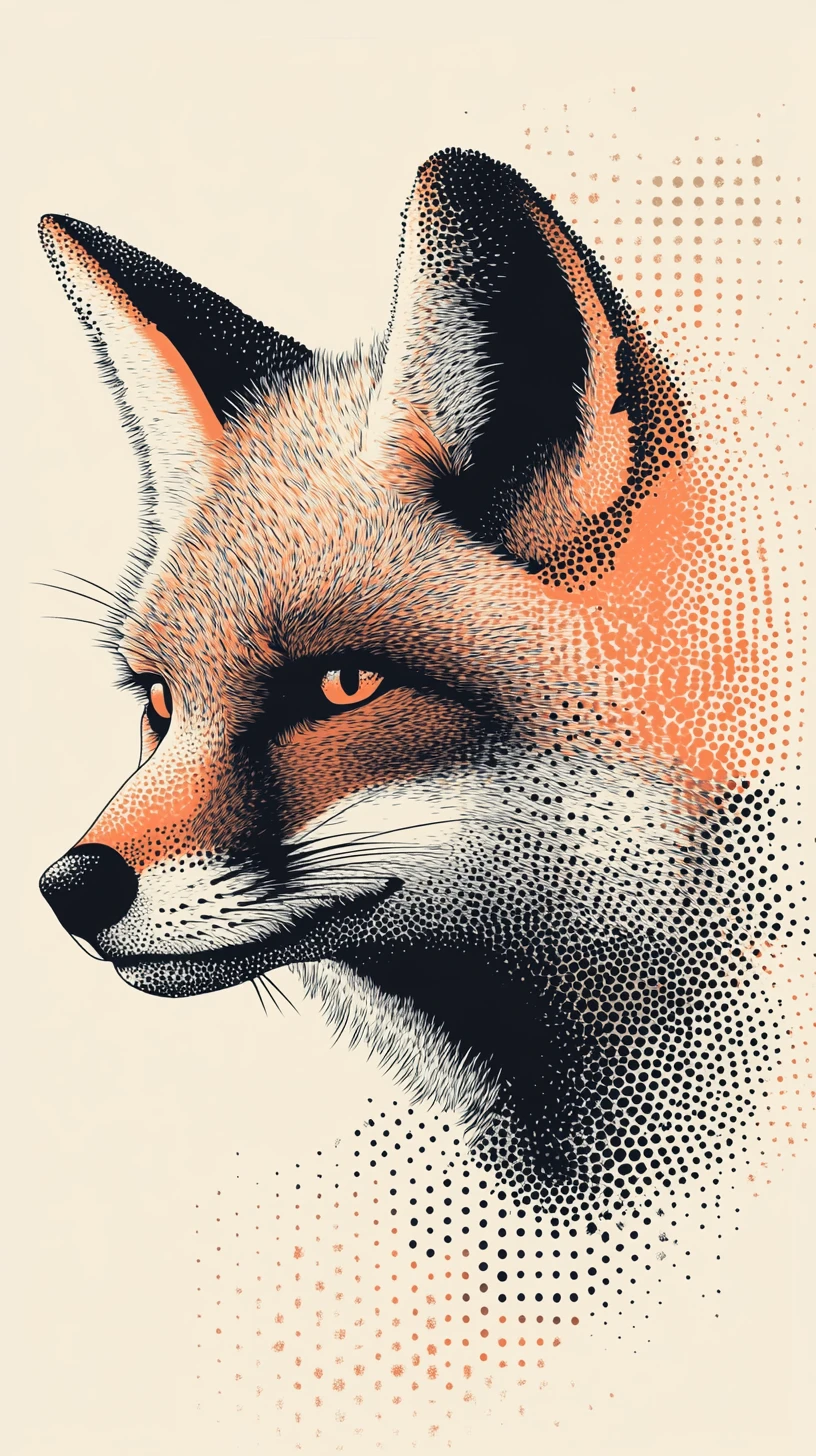 Pop-Art-Porträt eines Wüstenfuchses im markanten grafischen Profil