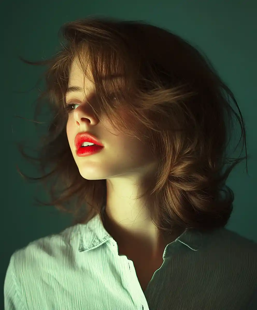 Portrait of a glamorous young supermodel with stylish haircut