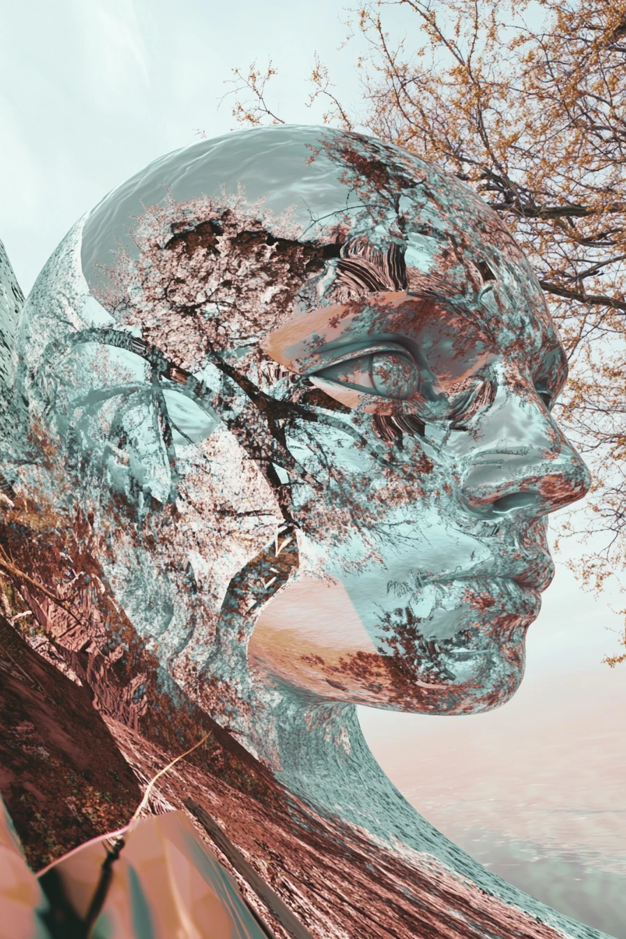 明亮粉彩與金屬色調的超現實幾何抽象