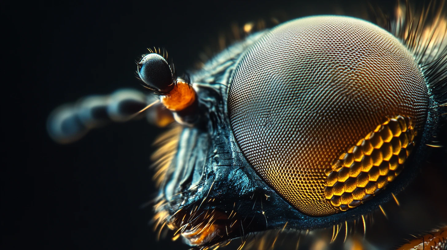 Primer plano macro extremo del ojo compuesto de una mosca doméstica